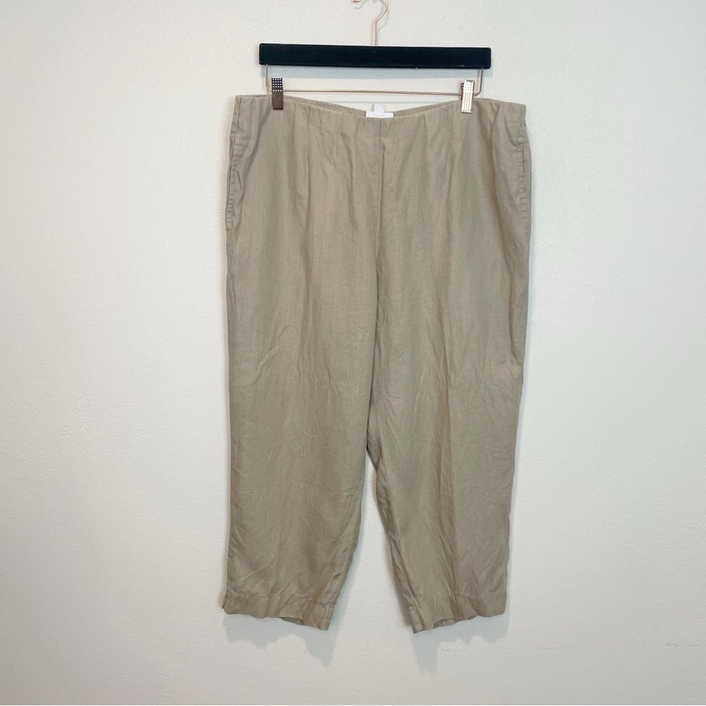 Pure Jill 100% Linen Slim Crops Pants Pull On Size Large